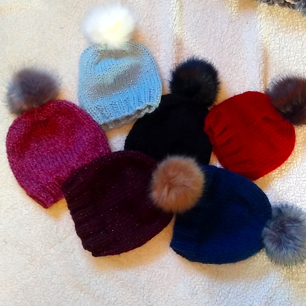 Handmade pom pom hats